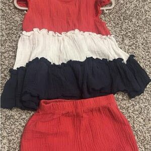 Red, White, and Blue Ruffled Dress Set